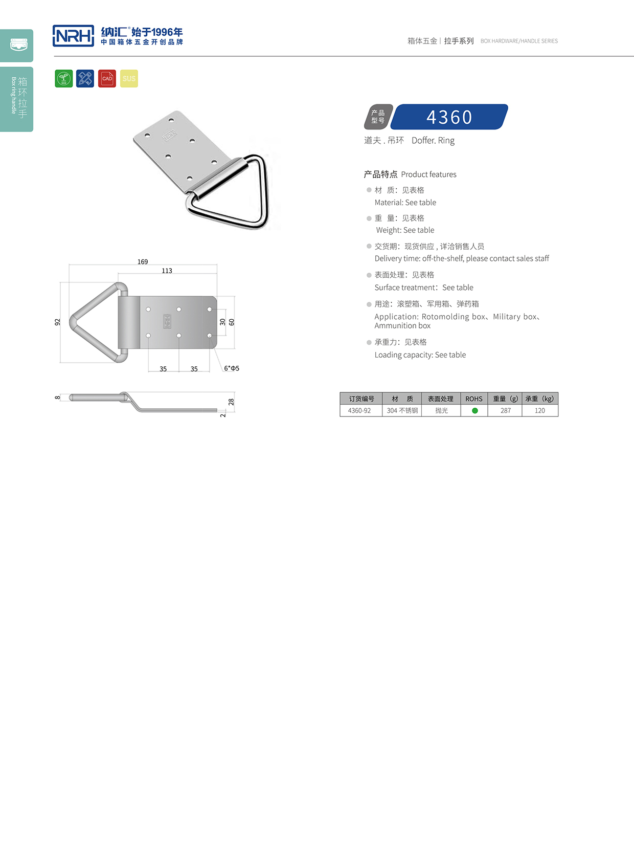 香蕉性爱视频/NRH 滾塑箱吊環 4360