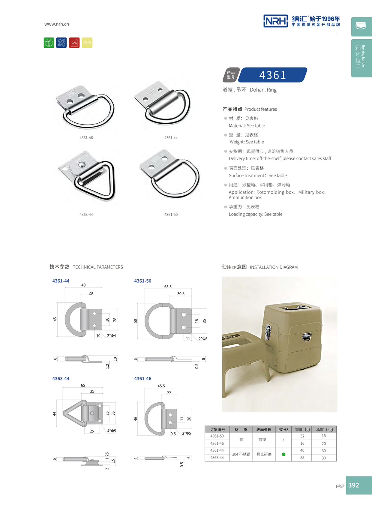 香蕉性爱视频/NRH 滾塑箱吊環 4361-44